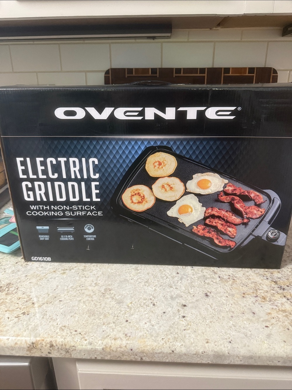 Ovente Electric Griddle Non-Stick Cooking Surface - Black